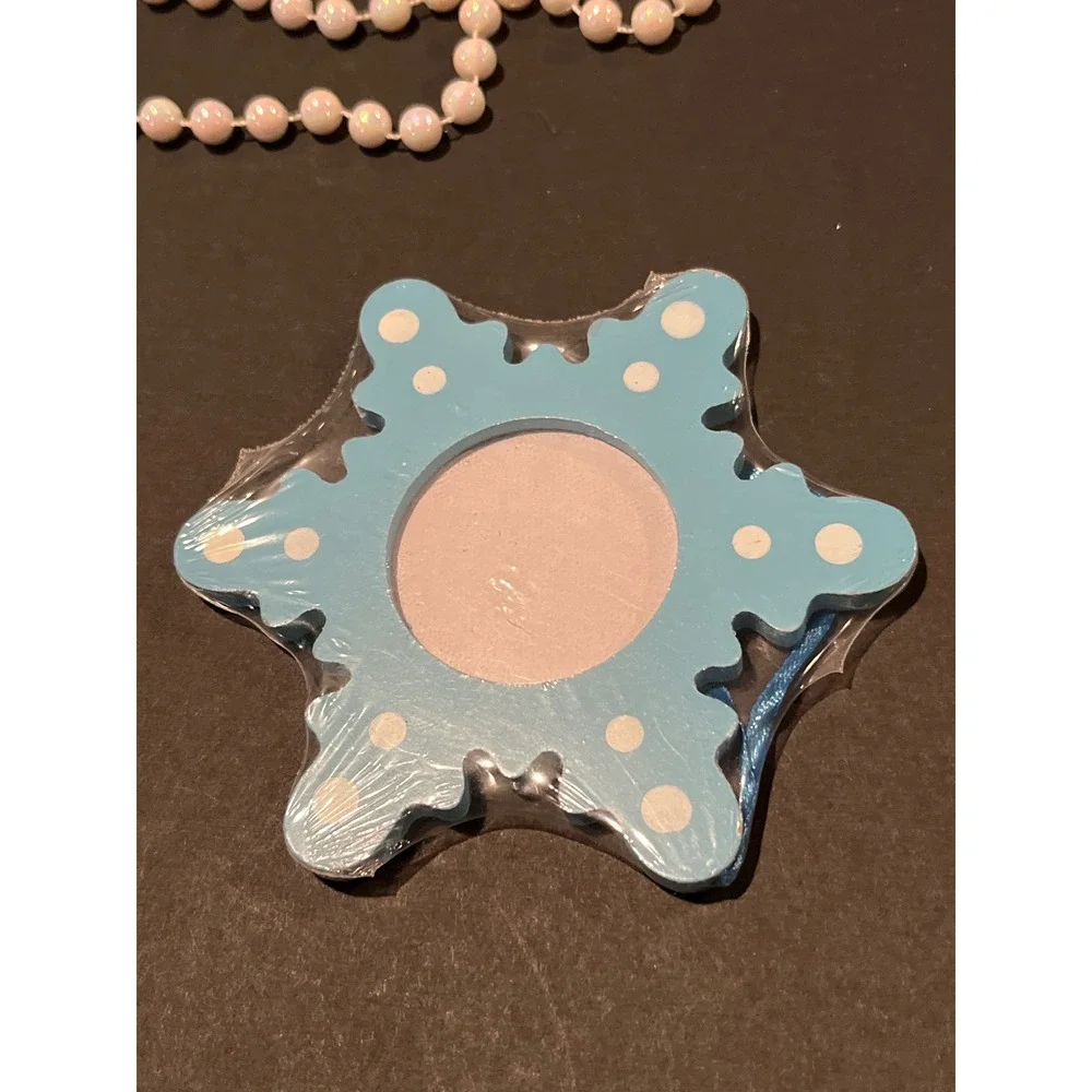 Christmas Holiday Ornament Photo Frame Set Snowman Votive Holder Pearl Garland